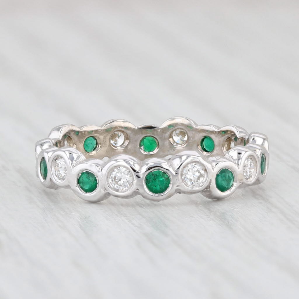 Light Gray 0.70ctw Emerald Diamond Stackable Ring 14k White Gold Wedding Band Size 6.25