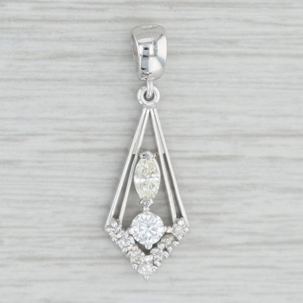 Light Gray Custom Made 0.39ctw Diamond Drop Pendant 14k White Gold