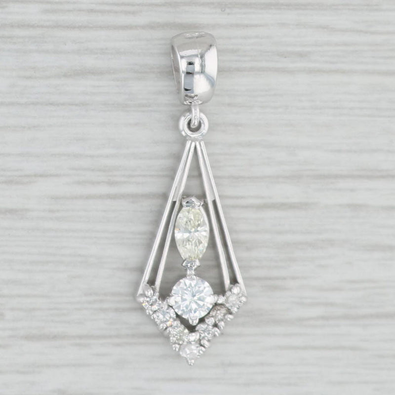 Light Gray Custom Made 0.39ctw Diamond Drop Pendant 14k White Gold