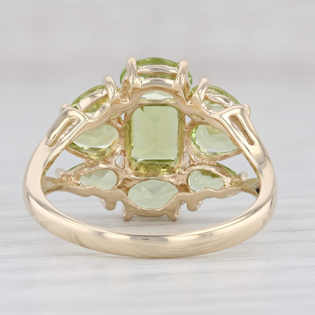 Light Gray 4ctw Peridot Cocktail Ring 14k Yellow Gold Size 7 August Birthstone