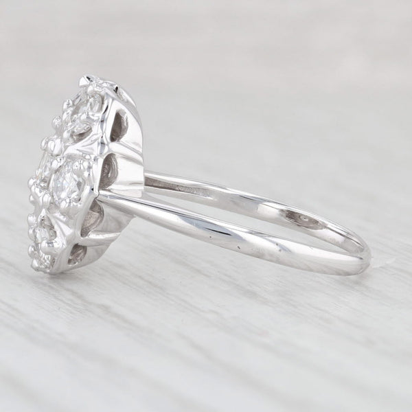 Light Gray 0.79ctw Diamond Cluster Ring 14k White Gold Size 6.75 Engagement