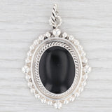 Light Gray New Black Obsidian Lava Glass Pendant 925 Sterling Silver Oval Statement B12661