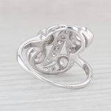 Vintage 1.15ctw Diamond Swirl Ring 14k White Gold Size 9.5 Cocktail