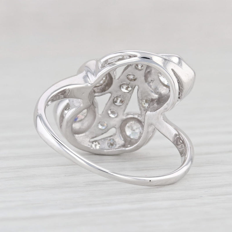 Vintage 1.15ctw Diamond Swirl Ring 14k White Gold Size 9.5 Cocktail