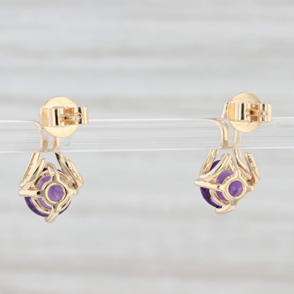 Light Gray New 1.50ctw Amethyst Drop Earrings 14k Yellow Gold February Birthstone