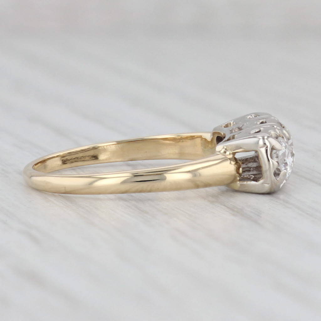 Light Gray Vintage 0.55ctw VS2 3-Stone Diamond Ring 14k Gold Size 7.25