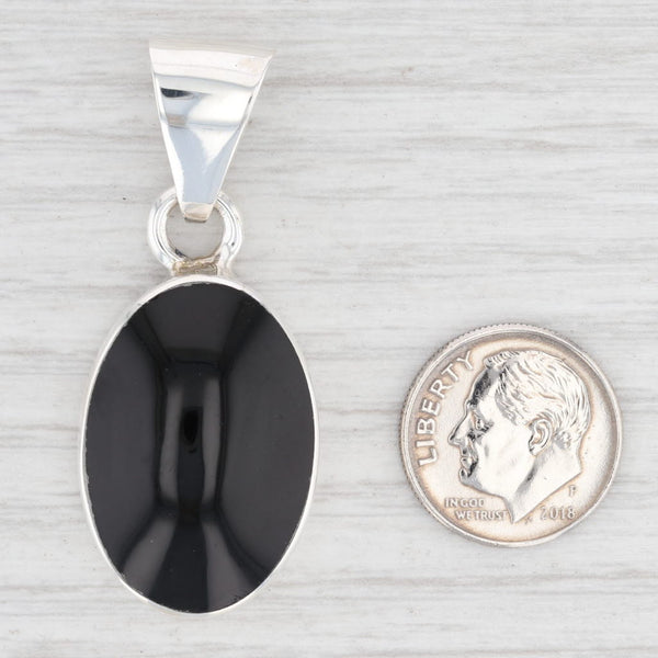 Light Gray New Black Obsidian Lava Glass Pendant 925 Sterling Silver Oval Solitaire B12767