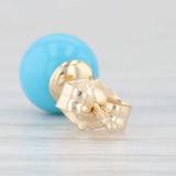 Light Gray Imitation Turquoise Howlite Bead Stud Earrings 14k Yellow Gold