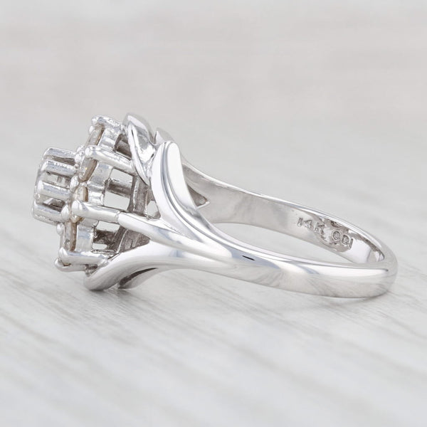 Light Gray 0.93ctw Diamond Flower Engagement Ring 14k White Gold Size 6.75 Floral