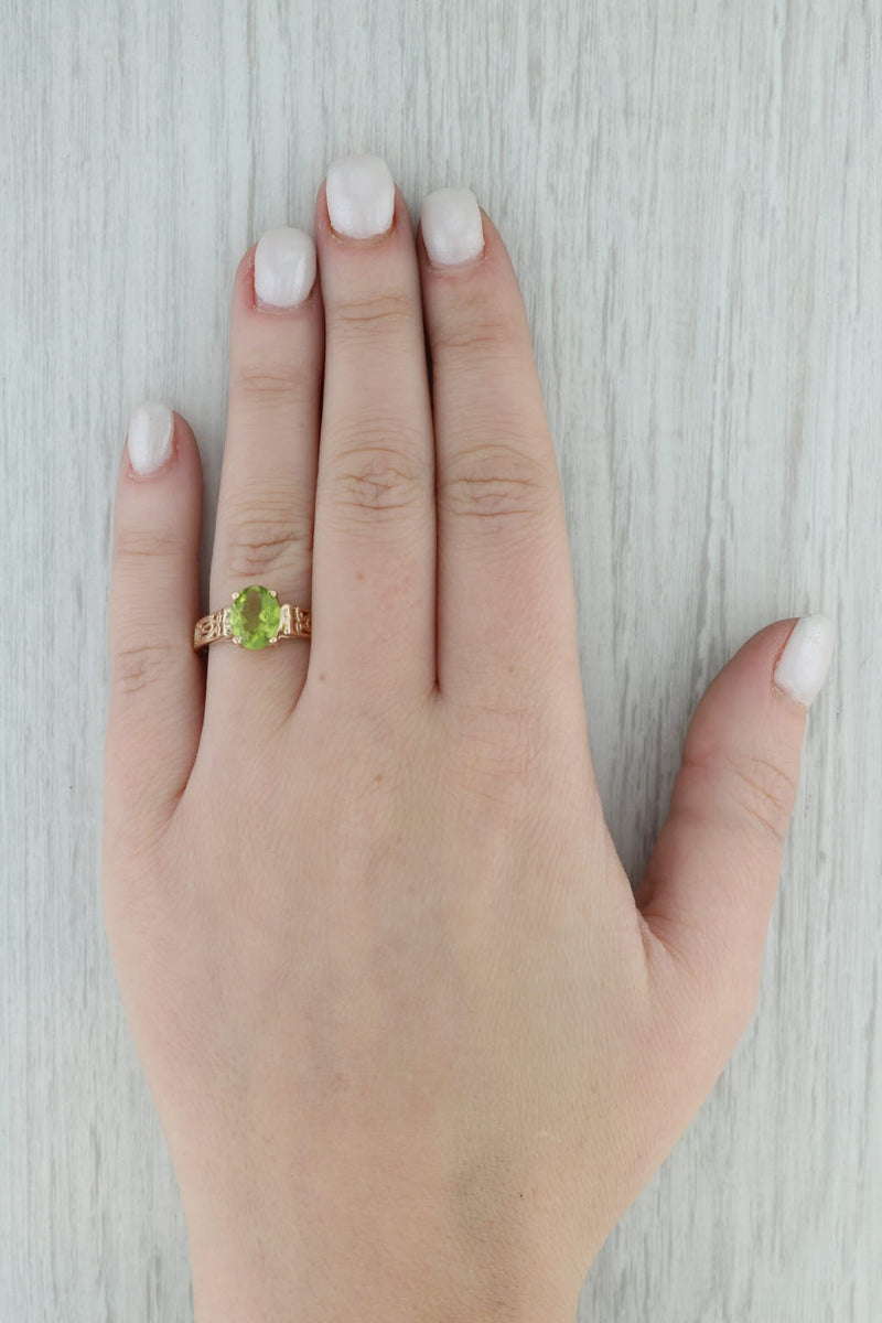 1.60ct Oval Peridot Solitaire Ring 14k Yellow Gold Size 8.25 August Birthstone