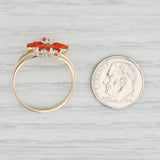 0.55ctw Fire Opal Diamond Flower Ring 14k Yellow Gold Size 9.25