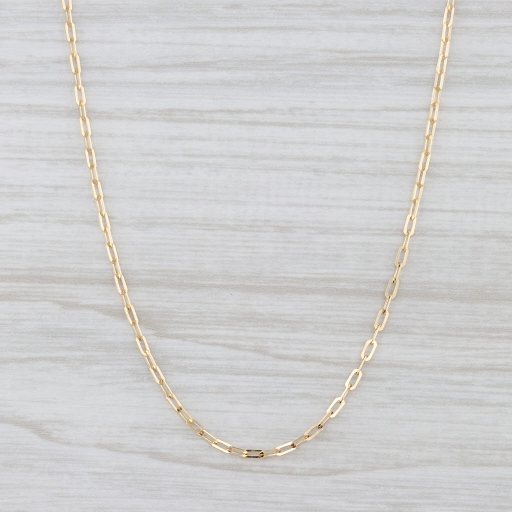 Light Gray New Paperclip Chain Necklace 14k Yellow Gold 18" 1.7mm Cable Chain Lobster Clasp