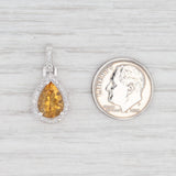 New 2.02ctw Citrine Diamond Halo Teardrop Pendant 14k Gold November Birthstone