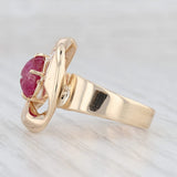 Scarab Ruby Cabochon Diamond Ring 14k Yellow Gold Size 7.25 Cocktail