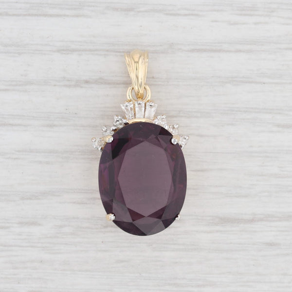 Light Gray 13.1ctw Amethyst Diamond Drop Pendant 14k Yellow Gold Oval Solitaire Statement