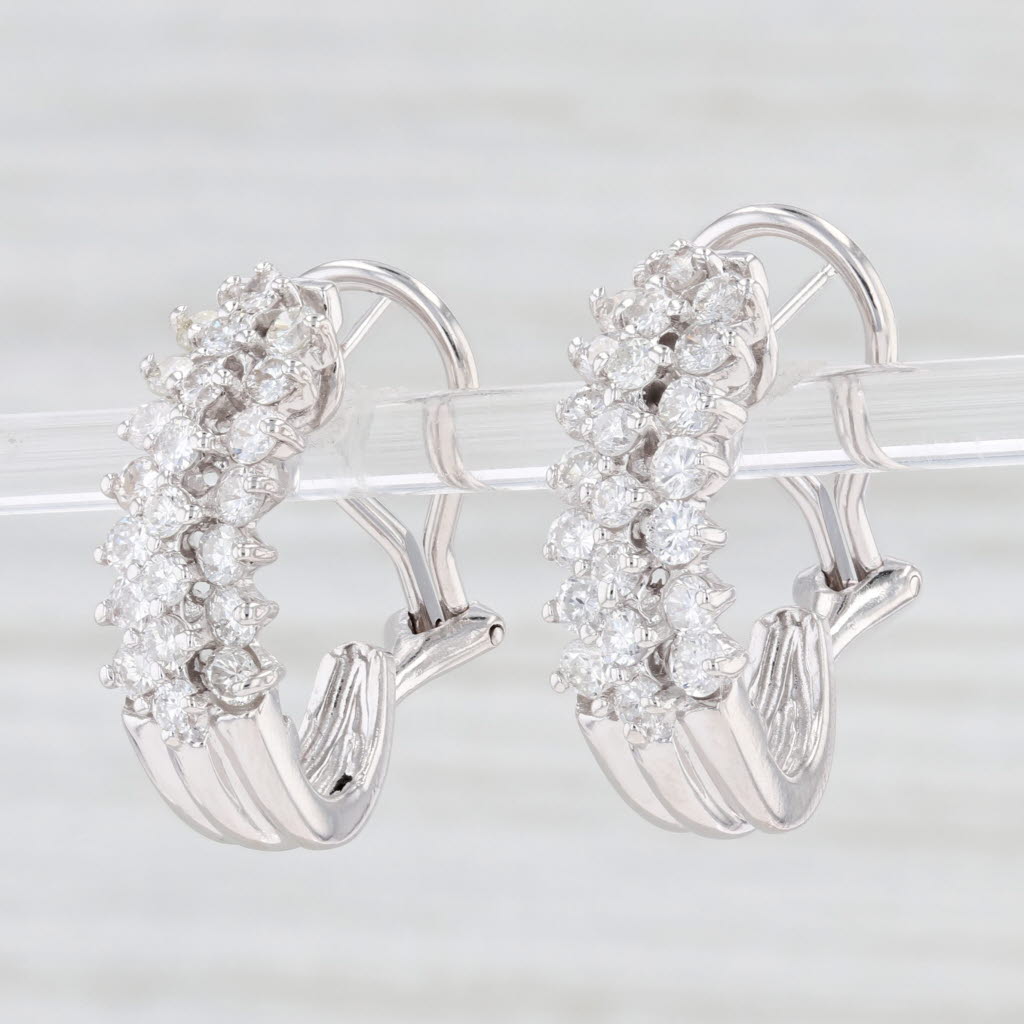 Light Gray 2ctw Diamond J-Hook Earrings 14k White Gold Pierced Omega Backs