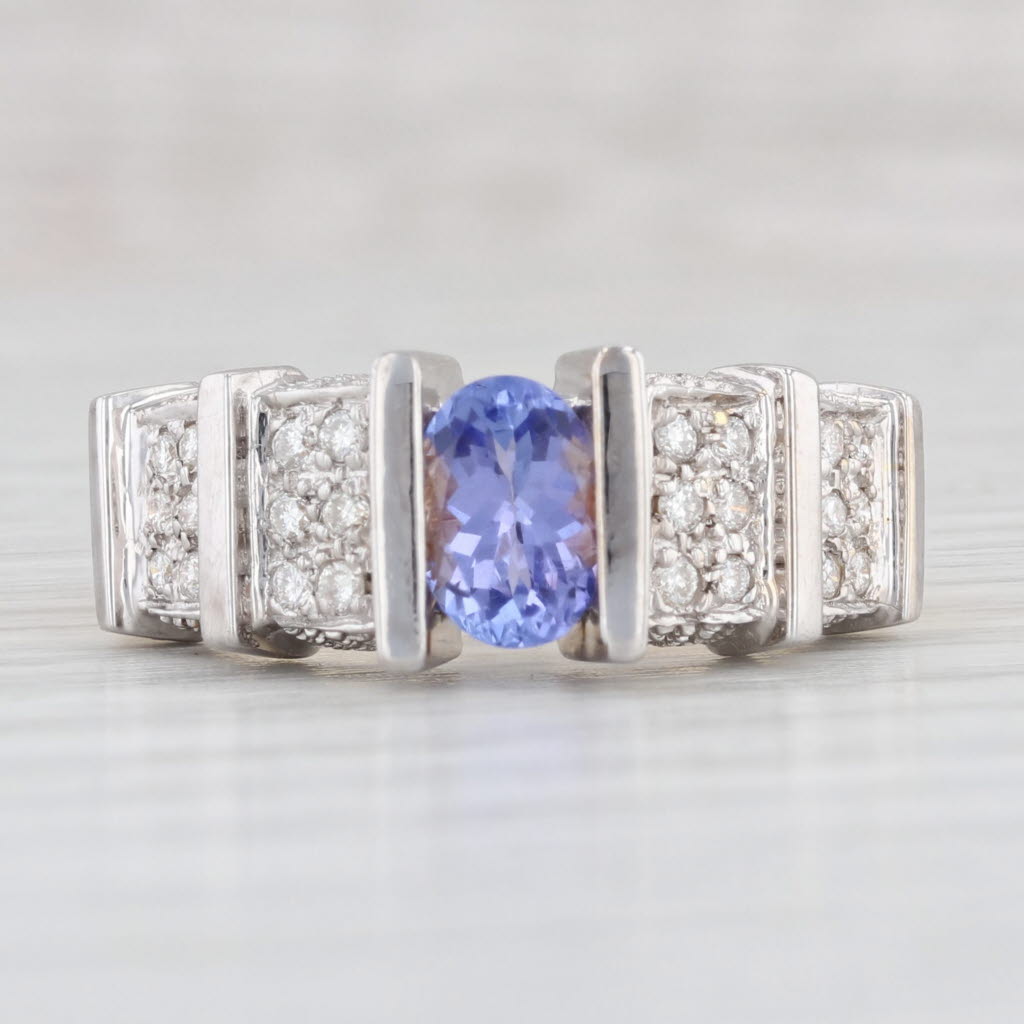 Light Gray 1.20ctw Tanzanite Diamond Ring 18k White Yellow Gold Size 9.25