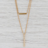 New Diamond Journey 2-Chain Layer Necklace 18k Yellow Gold Cable Chain 14-18"
