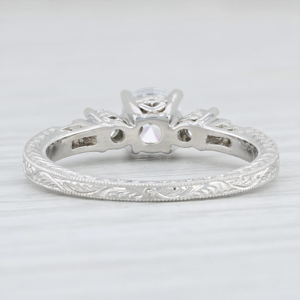 Light Gray New Tacori 3 Stone Engagement Ring Platinum Size 6.5 Semi Mount Heart 10936