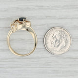 0.69ctw Blue Sapphire Diamond Teardrop Ring 14k Yellow Gold Size 5.75