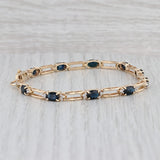 Gray 6.62ctw Blue Sapphire Diamond Tennis Bracelet 14k Yellow Gold 7.25" 4.1mm