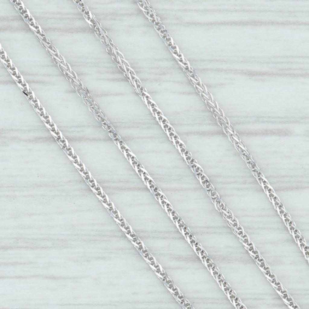 Light Gray New Square Wheat Chain Necklace 14k White Gold 18" 0.7mm