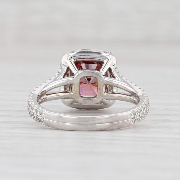 3.27ctw Rare Red Diamond Halo Ring 18k White Gold Size 6.5 GIA Engagement