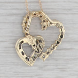 0.42ctw Diamond Interlocking Heart Pendant Necklace 10k Gold 19" Rope Chain