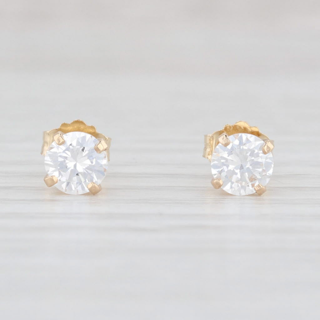 Light Gray New 0.70ctw Round Diamond Solitaire Stud Earrings 14k Gold April Birthstone