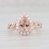 Neil Lane 1.96ctw Pear Morganite Diamond Halo Ring 14k Rose Gold Engagement