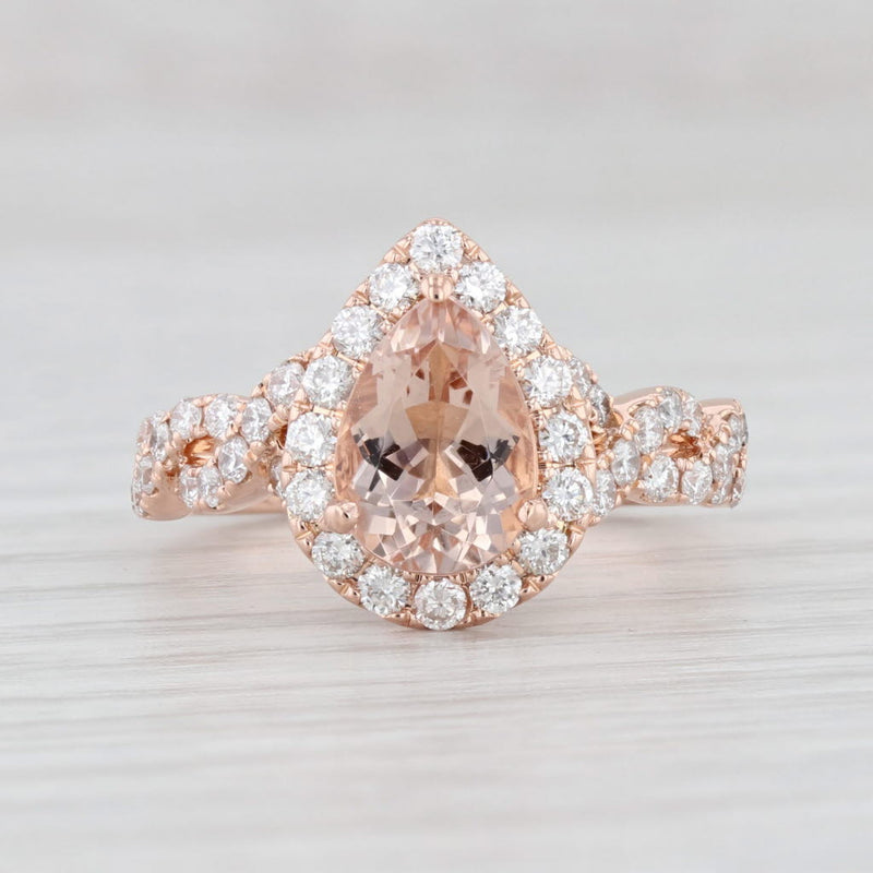 Neil Lane 1.96ctw Pear Morganite Diamond Halo Ring 14k Rose Gold Engagement