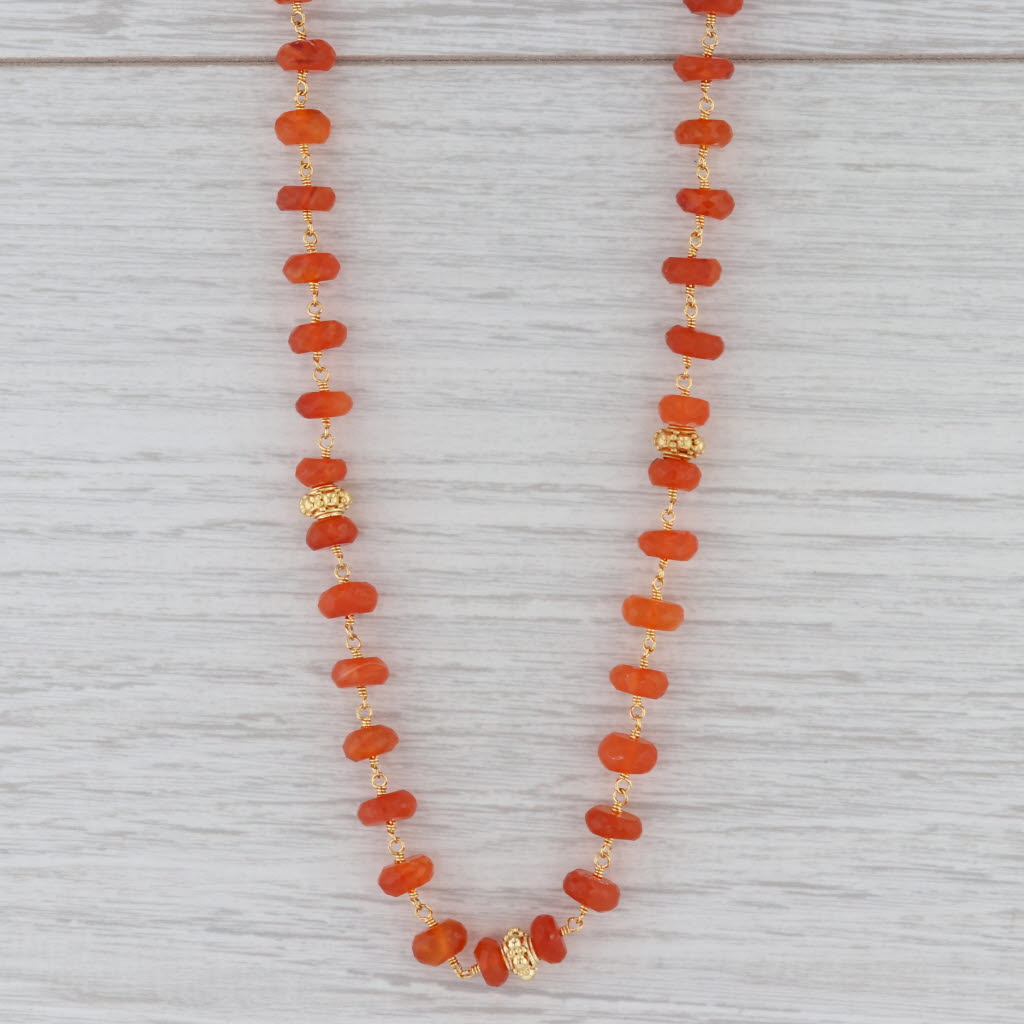 Gray New Nina Nguyen Melody Carnelian Bead Necklace Sterling Gold Vermeil Adjustable