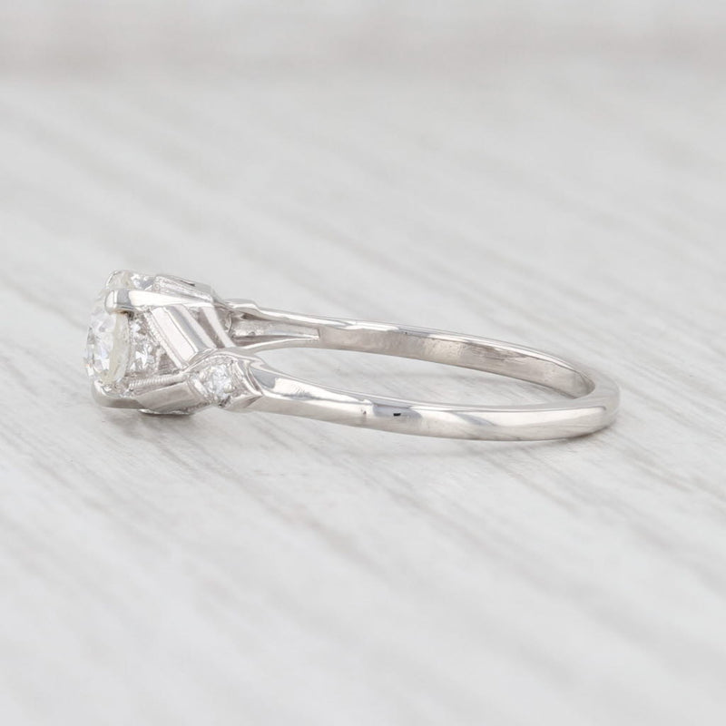 Light Gray 0.76ctw Diamond Art Deco Engagement Ring Platinum Size 6.75 Old European