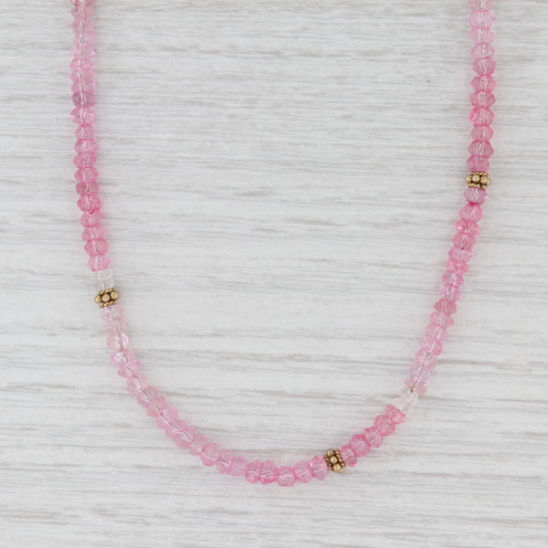 Light Gray New Nina Nguyen Pink Crystal Bead Necklace Sterling Gold Vermeil 18" Adjustable