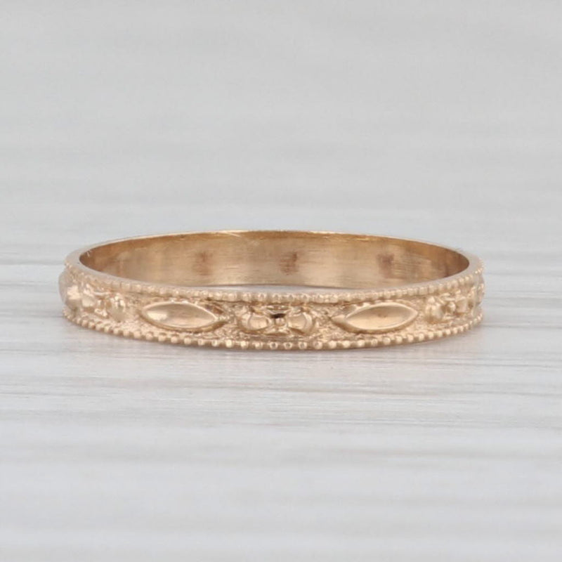 Vintage DBA Floral Baby Ring 10k Yellow Gold Small Size 1.25 Band Keepsake