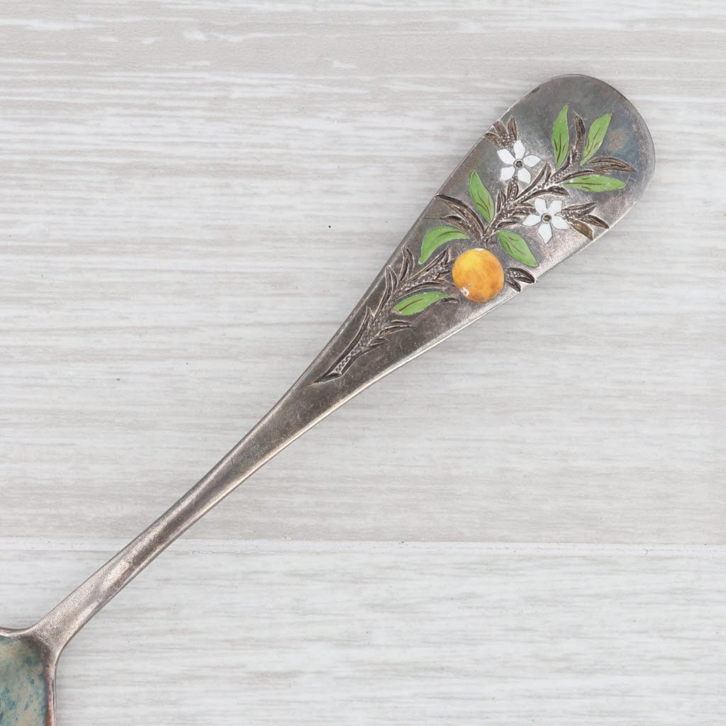 Light Gray Peach Tree Spoon Sterling Silver Engraved "Belle" Vintage Souvenir Keepsake