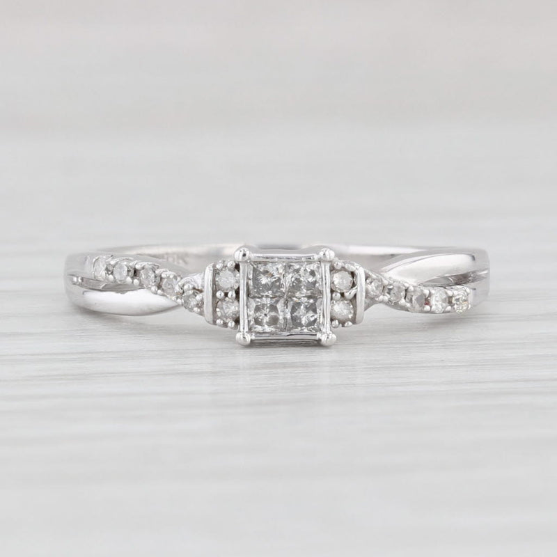 Light Gray 0.23ctw Princess Diamond Engagement Ring 10k White Gold Size 6.75