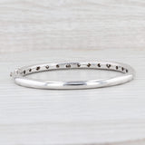 Light Gray 3ctw VS2 Pave Diamond Bangle Bracelet 18k White Gold 6.5” 4.6mm