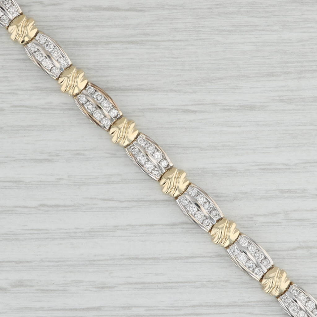 Light Gray 3.15ctw Diamond Tennis Bracelet 14k White Yellow Gold 7" 7.3mm