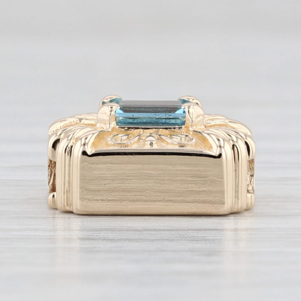 Light Gray 0.58ctw Blue Topaz Slide Charm 14k Yellow Gold Vintage Goldman Kolber