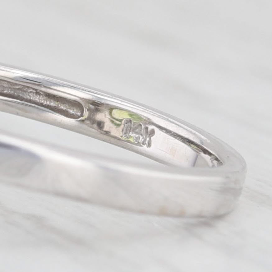 Light Gray 2.35ctw Oval Peridot Diamond Halo Ring 14k White Gold Size 6.5 August Birthstone