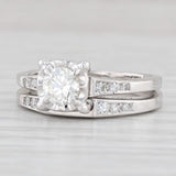 Light Gray 0.58ctw Round Diamond Engagement Ring Wedding Band Bridal Set 14k White Gold