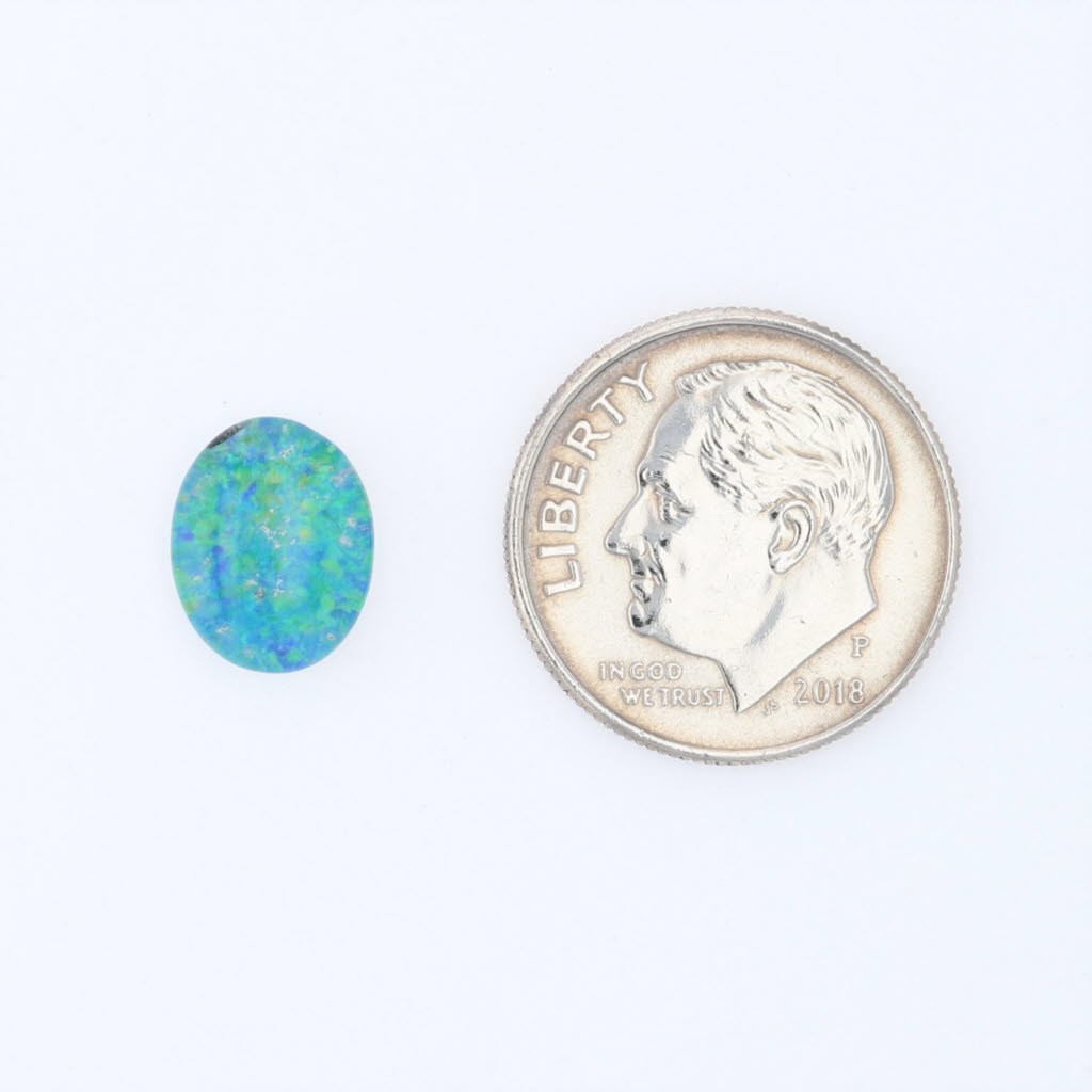 White Smoke 2.03ct Blue Synthetic Opal Loose Gemstone 10 x 8mm Oval Solitaire Jewelry Making