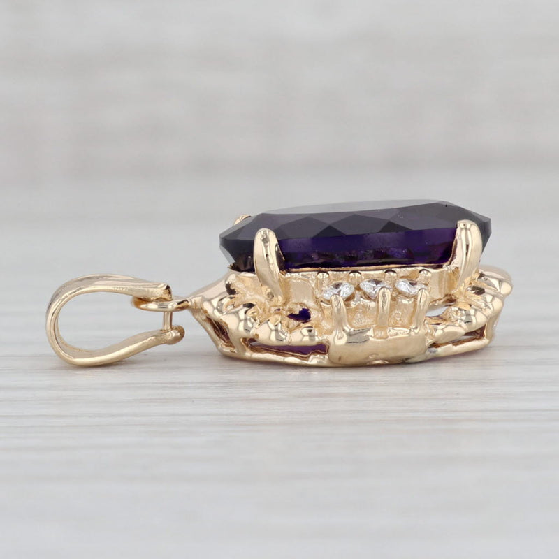 11.70ctw Oval Amethyst Diamond Halo Pendant 14k Yellow Gold