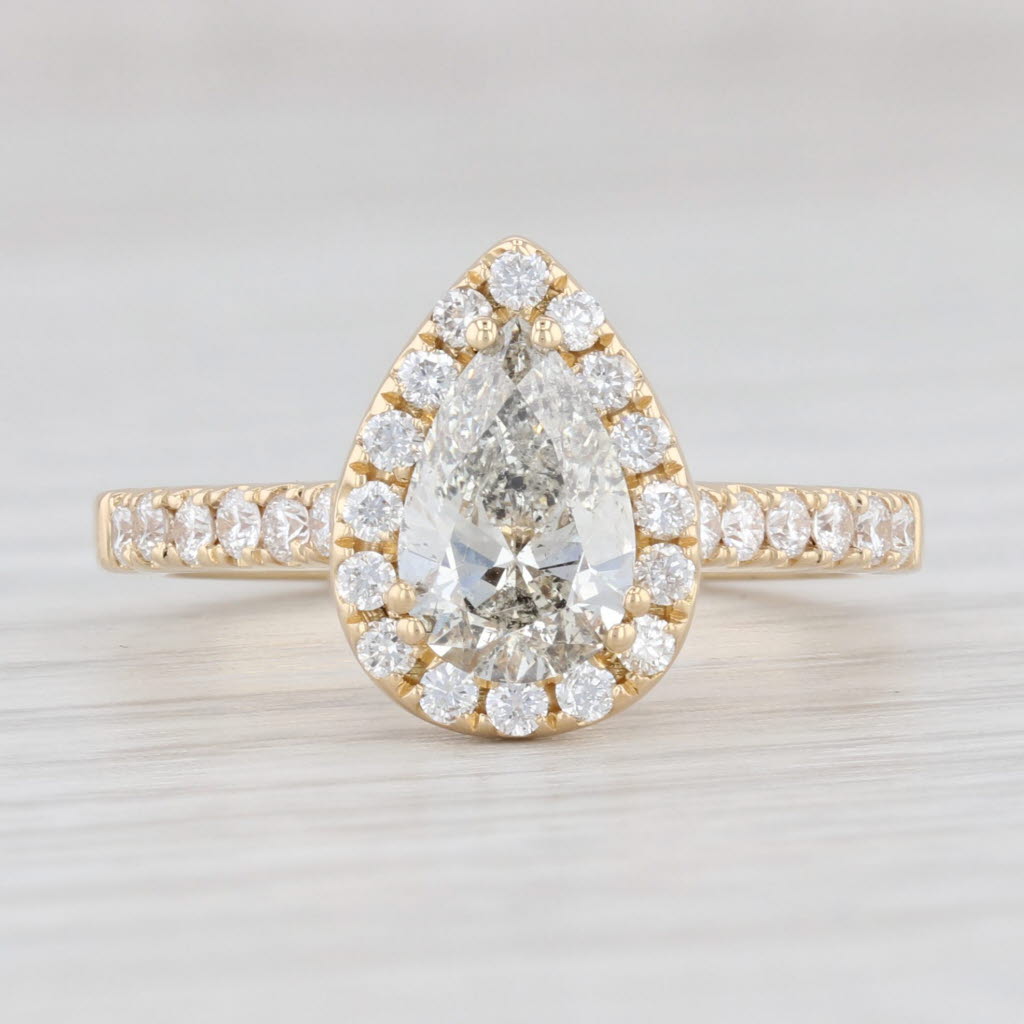 Light Gray Hana 1.49ctw Pear Halo Engagement Ring 18k Yellow Gold Size 6