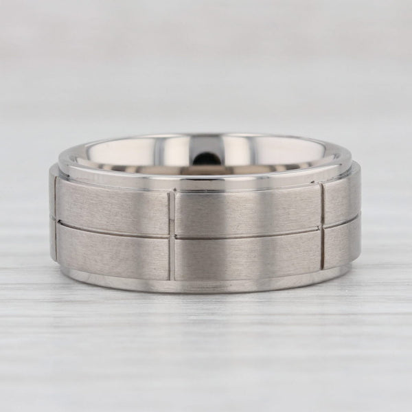Light Gray New Beveled Brushed Titanium Ring Wedding Band Size 7