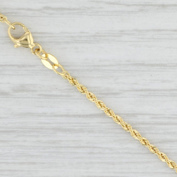 Light Gray New Rope Chain Necklace 14k Yellow Gold 18" 1.4mm Italian