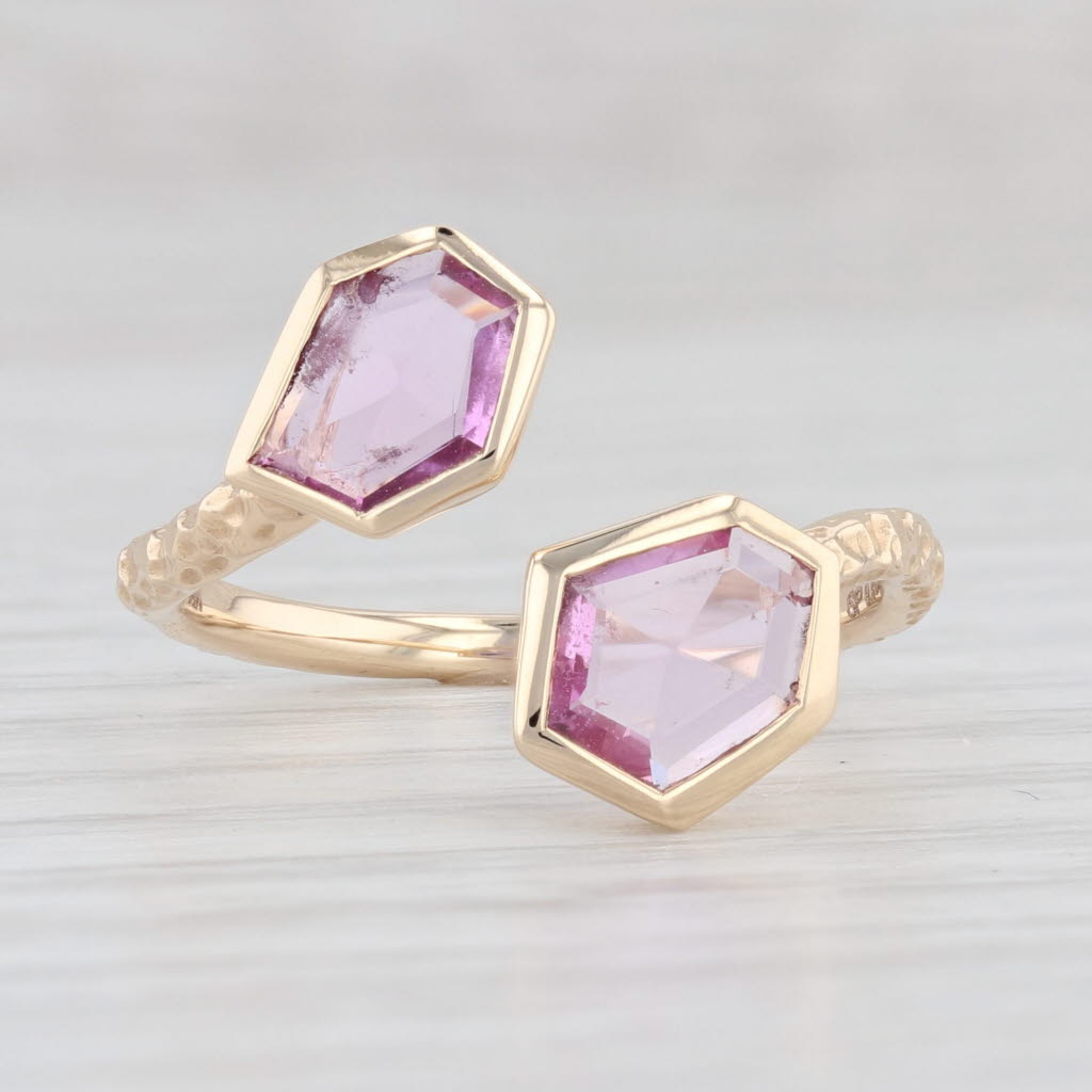 Light Gray New 0.95ctw Pink Sapphire Bypass Ring 14k Yellow Gold Size 6.5 Adjustable