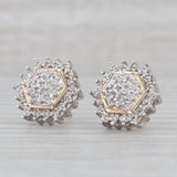Gray 0.25ctw Diamond Cluster Stud Earrings 10k White Yellow Gold Pierced 2-Toned