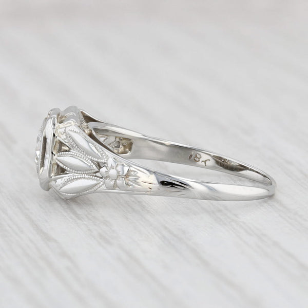 Light Gray Art Deco 0.33ct Diamond Solitaire Engagement Ring 18k White Gold Size 7.25